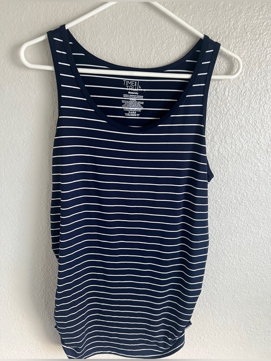 Time and Tru Tops - Time and Tru Super Soft Navy & White Striped Maternity Tank Top Lg